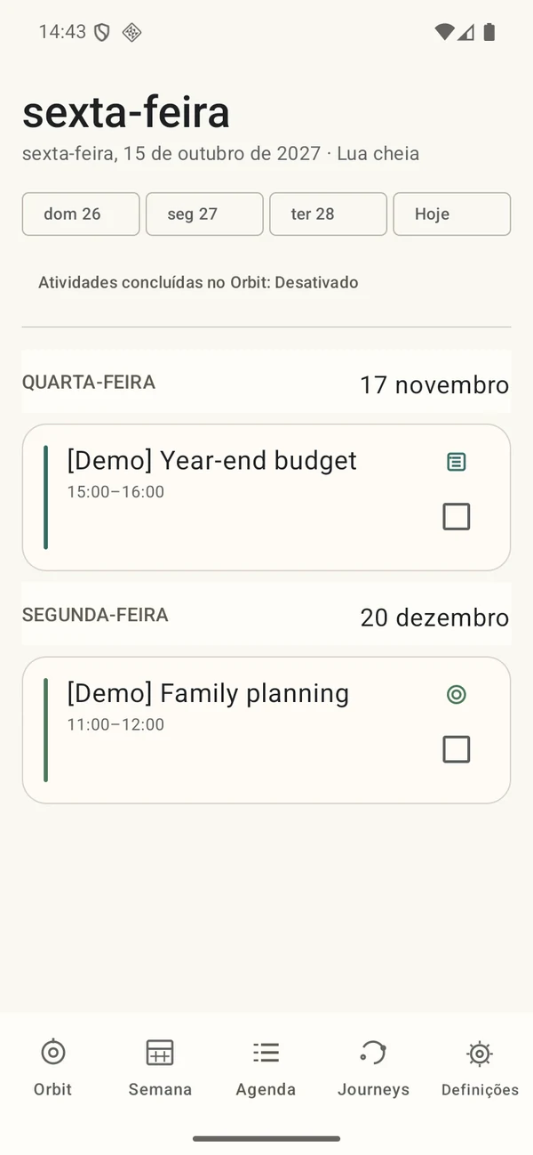 Orbit Agenda with demonstration appointments
