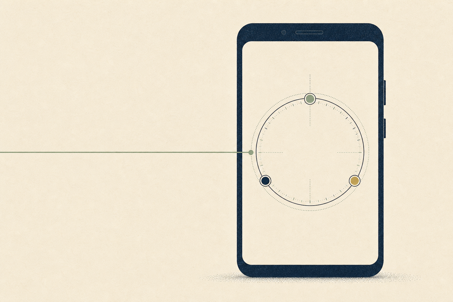 Phone containing an orbit and a line that stops inside the device